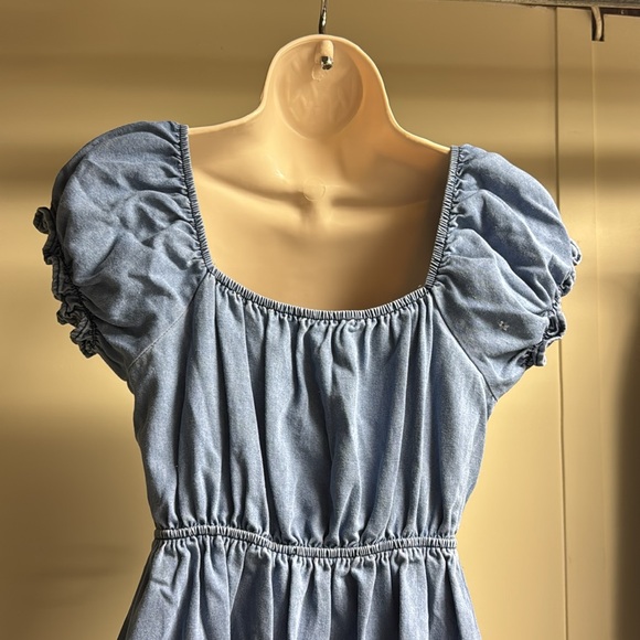 TOPERTH CHIC ELASTIC DETAIL DENIM MINI DRESS - Picture 6 of 7